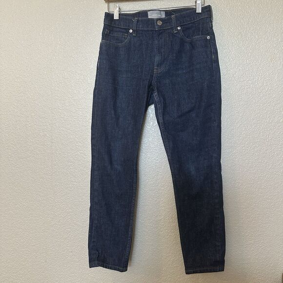 Everlane Mid Rise Jeans EUC Sz 27 Medium Dark Wash Straight Leg/skinny - Picture 1 of 6